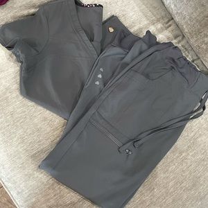 Heart soul pewter colored jogger scrubs.